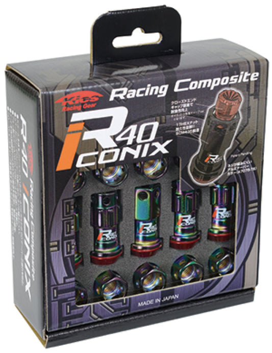 Project Kics R40 Iconix Lug Nuts Neochrome with Black Cap 12x1.25 (20)