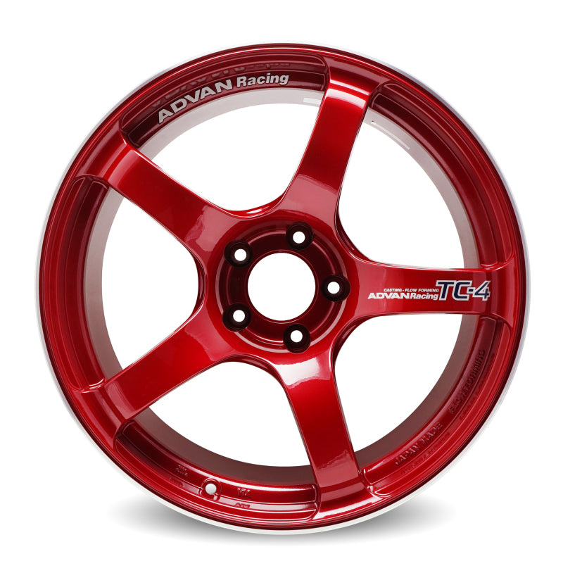 Advan TC4 17x7.5 +40 4-100 Racing Candy Red & Ring Wheel