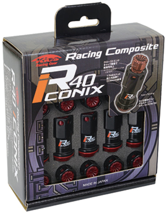 Project Kics R40 Iconix Lug Nuts Black with Black Cap 12x1.25 (20)
