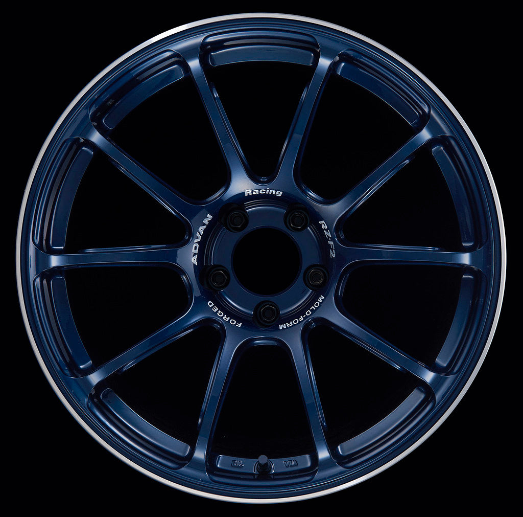Advan RZ-F2 18x9.5 +12 5x114.3 Racing Titanium Blue & Ring (SET OF 4)