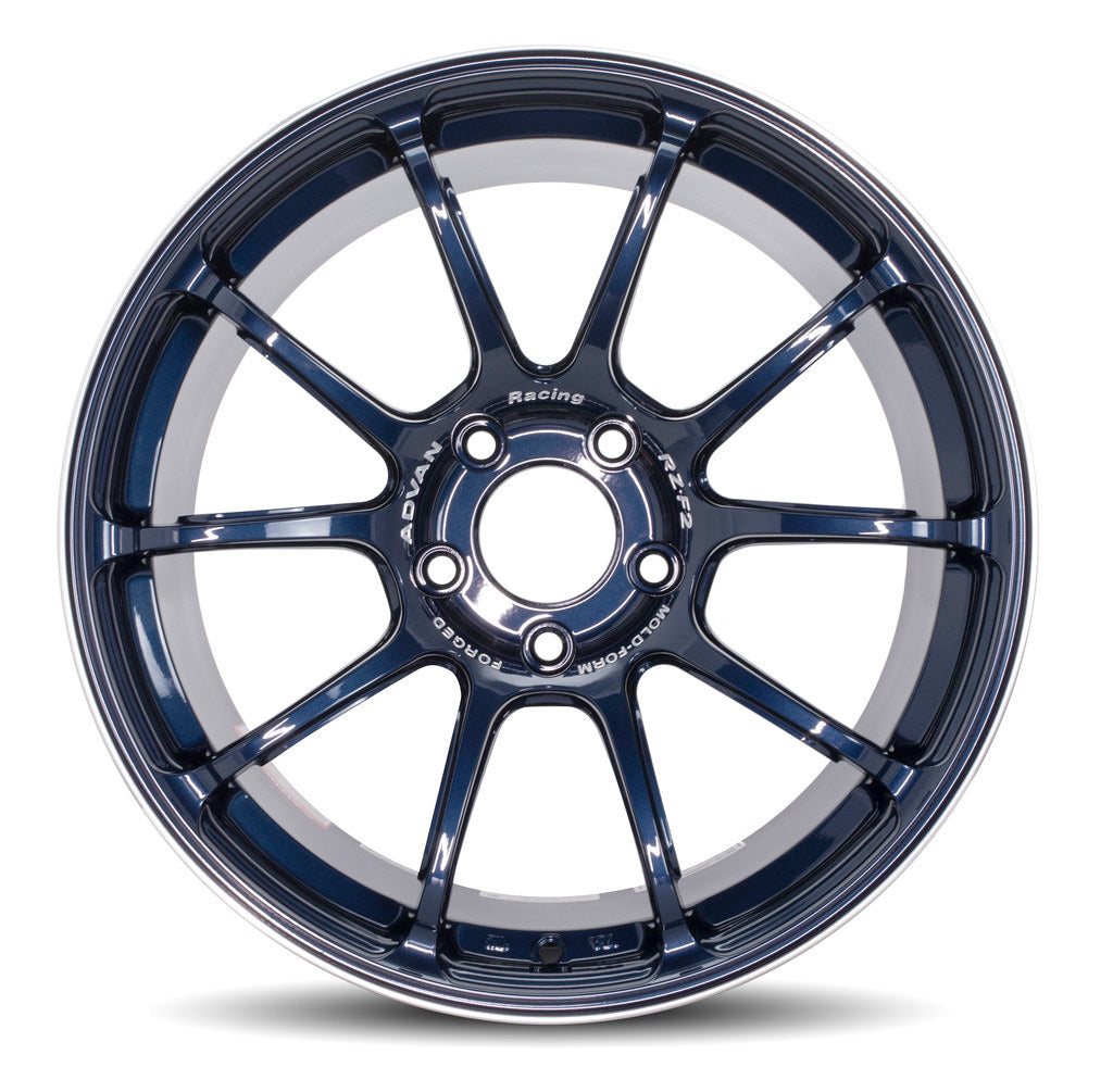 Advan RZ-F2 18x9.5 +12 5x114.3 Racing Titanium Blue & Ring (SET OF 