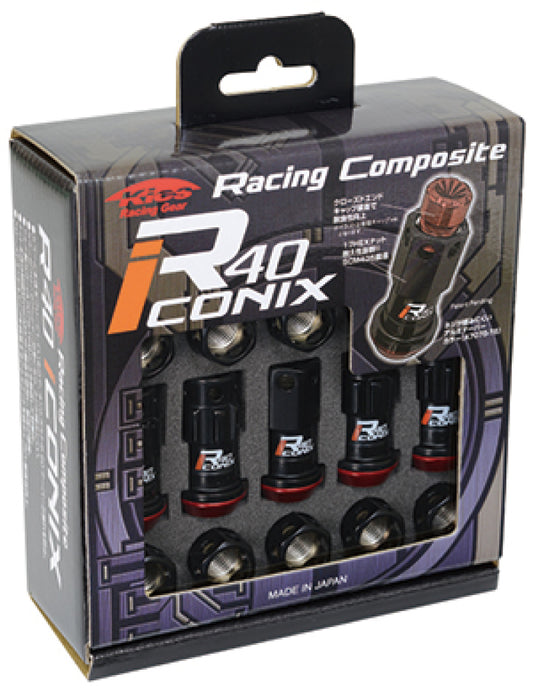 Project Kics R40 Iconix Lug Nuts 12x1.50 Black with Black Seat (20 / Capless)
