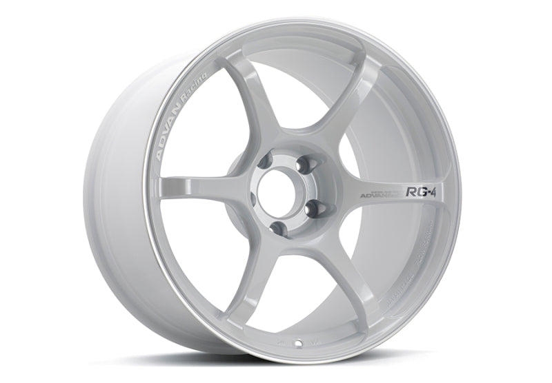Advan RG-4 18x10 +35 5-114.3 Racing White Metallic & Ring Wheel