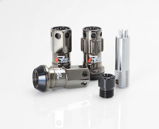 Project Kics R40 Iconix Classical Lug Nuts Black Chrome with Black Cap 12X1.25 (16+4 Locks)