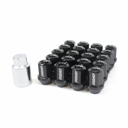 Rays L32 Dura-Nut Straight Type Lug Nuts Black 12x1.50 (16+4 Locks)