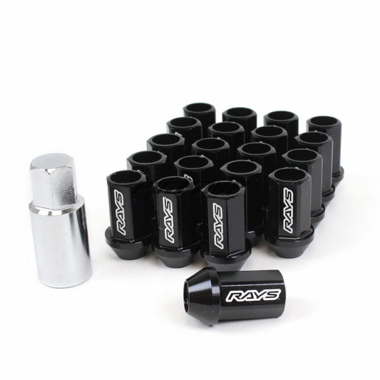 Rays L32 Dura-Nut Straight Type Lug Nuts Black 14x1.50 (16+4 Locks)