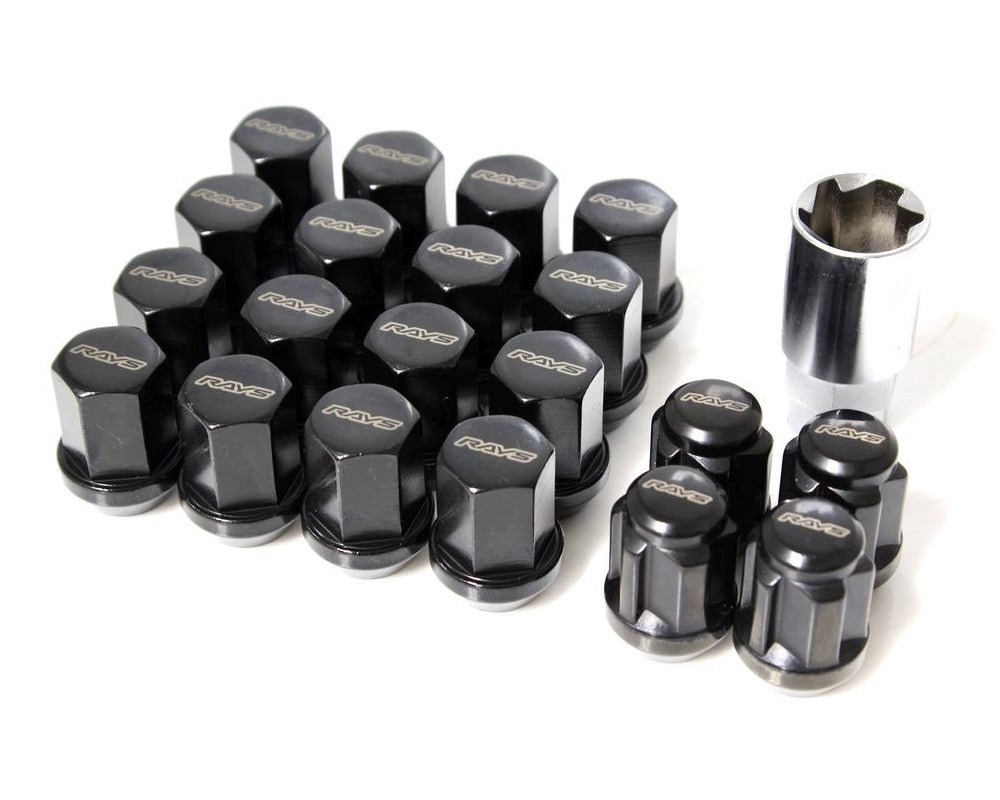 RAYS 19 Hex Lug Nut and Lock Set - Black - 14x1.50 – WheelFlip