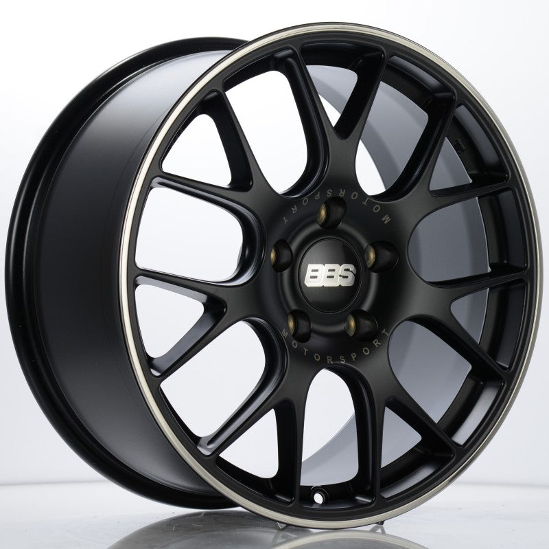 BBS CH-R 19x8.5 5x130 ET51 CB71.6 Satin Black Polished Rim Protector Wheel w/ Motorsport Etching