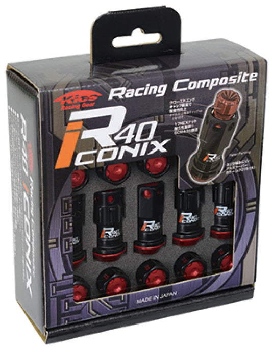 Project Kics R40 Iconix Lug Nuts Black with Black Aluminum Cap 12X1.25 (20)